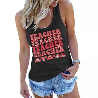 Teacher Valentines Day Hippie Sweet Heart Teacher Womens Women Flowy Tank - Seseable