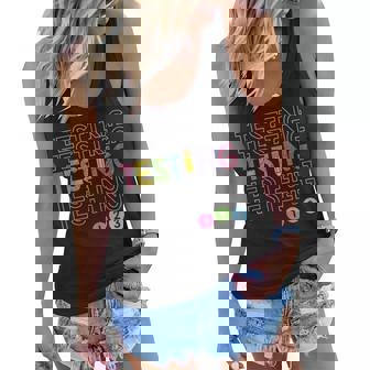 Testing Testing 123 Funny Test Day For Teachers Students Women Flowy Tank | Mazezy