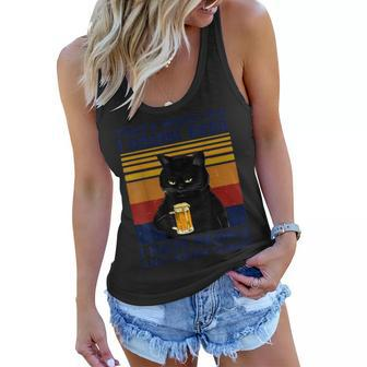 Thats What I Do I Drink Beer I Hate People Black Cat Funny Women Flowy Tank - Seseable