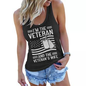 The Veteran & The Veterans Wife Proud American Veteran Wife Women Flowy Tank - Seseable