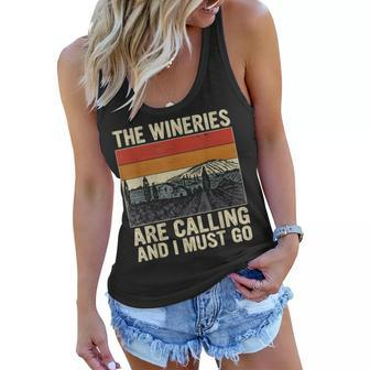 The Wineries Are Calling And I Must Go Wine Vintage Quote Women Flowy Tank | Mazezy CA