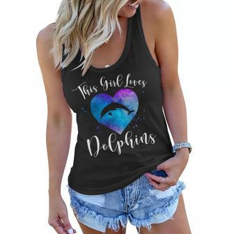 This Girl Loves Dolphins Women Mom Kids Dolphin Lover Gift Women Flowy Tank | Mazezy