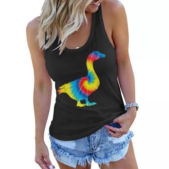 Tie Dye Goose Rainbow Print Waterfowl Hippie Peace Gift Women Flowy Tank - Seseable