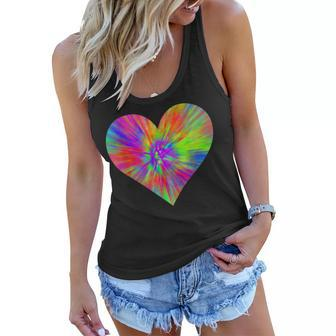 Tie Dye Peace Heart | Cute Colorful Rainbow Sign Gift Women Flowy Tank - Seseable