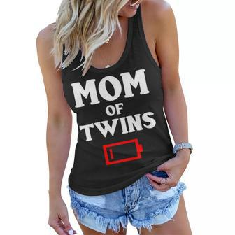 Tired Mom Of Twins Mother Funny Low Battery Mommy Mum Women Flowy Tank - Thegiftio UK