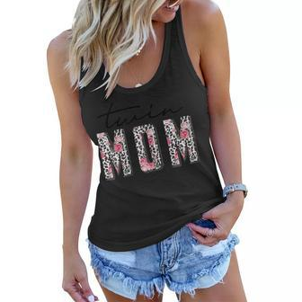 Twin Mom Leopard Floral Twin Mama Mother Of Two Mothers Day Gift For Womens Women Flowy Tank | Mazezy