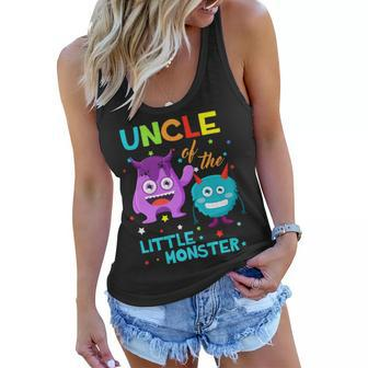 Uncle Of The Little Monster Birthday Family Monster Women Flowy Tank - Thegiftio UK