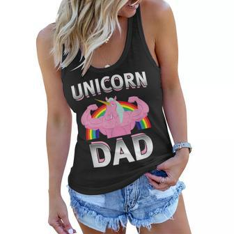 Unicorn Dad Rainbow Dad Of The Birthday Girl Gift Women Flowy Tank | Mazezy