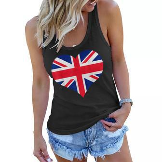 Union Jack British Flag Heart British Isles Mens Womens Women Flowy Tank | Mazezy