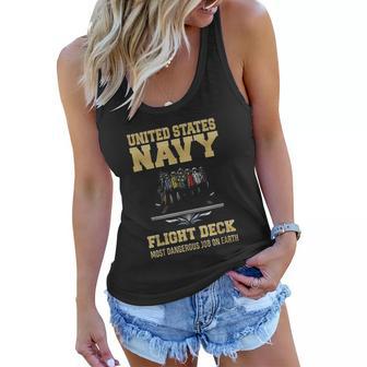 United States Navy Flight Deck Most Dangerous Job On Earth Women Flowy Tank - Thegiftio UK