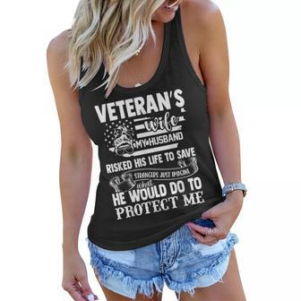 Veteran Wife Army Husband Soldier Saying Cool Military V2 Women Flowy Tank - Seseable