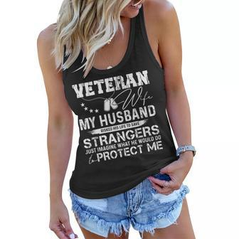 Veteran Wife Army Husband Soldier Saying Cool Military V3 Women Flowy Tank - Seseable