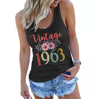 Vintage 1963 Floral Funny 60Th Birthday Awesome Since 1963 Women Flowy Tank - Seseable