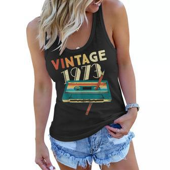 Vintage 1973 Music Cassette 50Th Birthday Gifts 50 Years Old Women Flowy Tank - Seseable