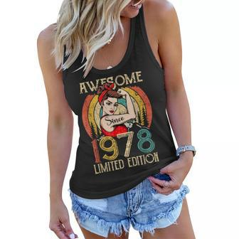 Vintage 44 Year Old Birthday Gifts For Women Best Of 1978 Women Flowy Tank - Seseable