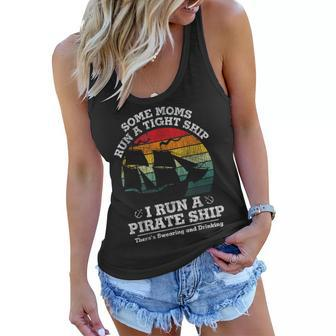 Vintage I Run A Pirate Ship Mom Dad Family Matching Mother Women Flowy Tank - Seseable