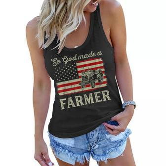 Vintage Old American Flag Patriotic So God Made A Farmer Women Flowy Tank - Seseable