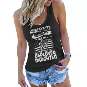Wear Red For My Daughter On Fridays Military Design Deployed Women Flowy Tank - Seseable