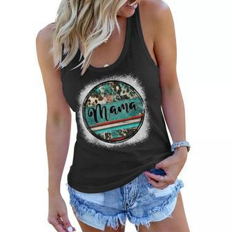Western Bleached Turquoise Cowgirl Rodeo Mama Mothers Day Women Flowy Tank - Thegiftio UK