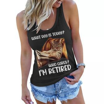 What Day Is Today Who Cares Im Retired Cat Lover Women Flowy Tank | Mazezy
