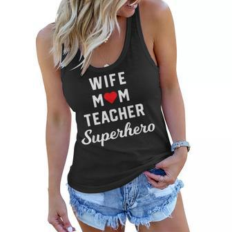 Wife Mom Teacher Superhero Mothers Day T-Shirt Gift Idea Women Flowy Tank | Mazezy