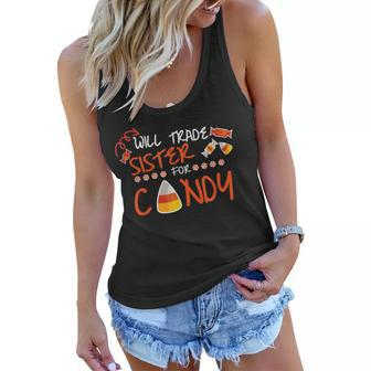 Will Trade Sister For Candy Halloween Cute Brother Boys Women Flowy Tank | Mazezy