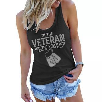 Womens American Veteran And Veterans Wife Funny Women Veterans Day Women Flowy Tank - Seseable