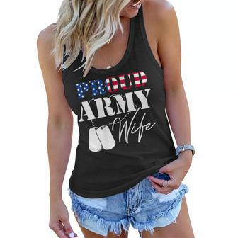 Womens Army Wife Veterans Day Military Patriotic Female Soldier Women Flowy Tank - Seseable