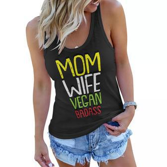 Womens Badass Mom Mothers-Day Vegan Vegetarian Plant Based Mama Women Flowy Tank - Thegiftio UK