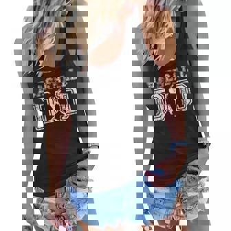 Womens Baseball Dad Fathers Day For Daddy Papa Father Dad Daddy Women Flowy Tank - Thegiftio