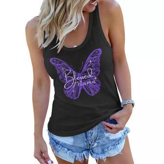 Womens Blessed Mama Mothers Day Butterfly Design To Celebrate Mom Women Flowy Tank | Mazezy