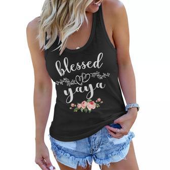 Womens Blessed Yaya Cute Flower Yaya Gift Women Flowy Tank - Seseable