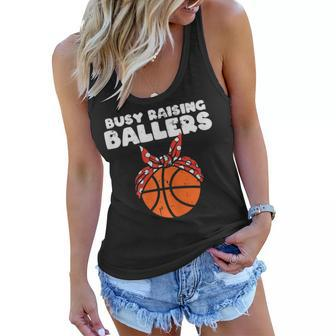 Womens Busy Raising Ballers Basketball Mom Funny Mothers Day Sons Women Flowy Tank - Thegiftio UK