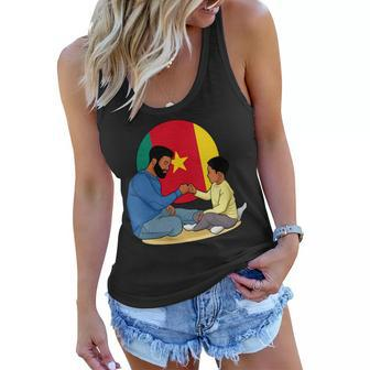 Womens Cameroon Cameroonian Flag Proud Love Father Son Fathers Day Women Flowy Tank - Thegiftio UK