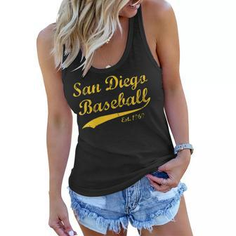 Womens Classic San Diego California Baseball Fan Retro Vintage Women Flowy Tank - Seseable