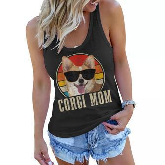 Womens Corgis Mom Vintage Sunglasses Funny Corgis Dog Owner Women Flowy Tank - Seseable
