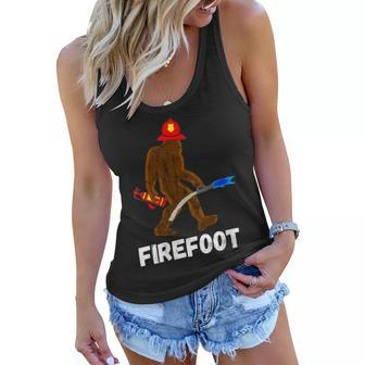 Womens Fire Fighter Bigfoot Fireman Funny Sasquatch Firefighter Women Flowy Tank - Seseable