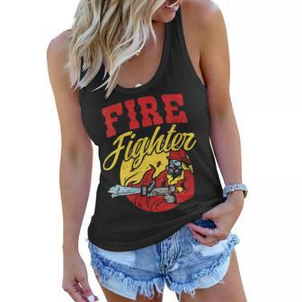 Womens Fire Fighter With Water Hose Fighting The Fire Gift Women Flowy Tank - Seseable