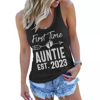 Womens First Time Auntie 2023 Mothers Day Soon To Be Auntie 2023 Women Flowy Tank - Thegiftio UK
