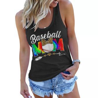 Womens Funny Baseball Mom Tie Dye Sport Lover Leopard Mothers Day Women Flowy Tank - Thegiftio UK