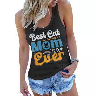 Womens Funny Cat Best Cat Mom Ever Meow Funny Cat Mothers Day Gifts Women Flowy Tank - Thegiftio UK