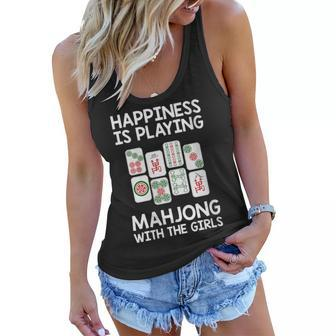 Womens Funny Mahjong Gift Cool Happiness Is Playing Mahjong Girls Women Flowy Tank | Mazezy CA