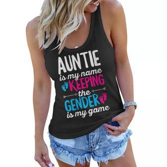 Womens Gender Reveal Quote For A Keeper Of The Gender Auntie Women Flowy Tank | Mazezy