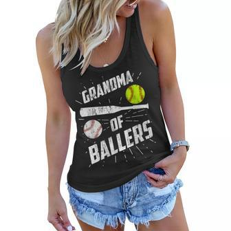 Womens Grandma Of Ballers Funny Baseball Softball Mothers Day Gift Women Flowy Tank | Mazezy