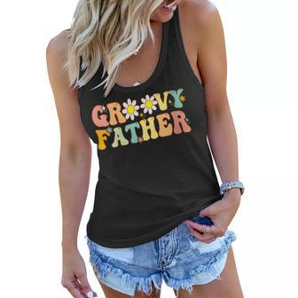 Womens Groovy Father Birthday Matching Family Party Fathers Day Women Flowy Tank - Thegiftio UK