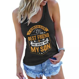 Womens I Asked God For A Best Friend He Sent Me My SonFathers Day Women Flowy Tank - Thegiftio UK