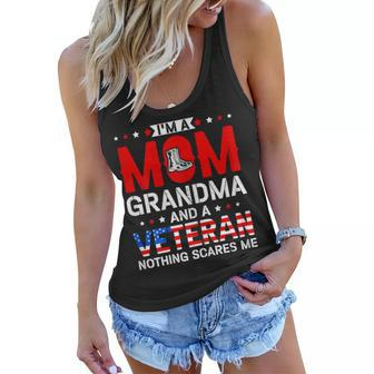 Womens Im A Mom Grandma And A Veteran Female Veteran Grandmother Women Flowy Tank - Seseable