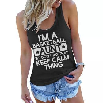 Womens Keep Calm Basketball Aunt Funny Aunts Auntie T Gifts Women Flowy Tank - Seseable