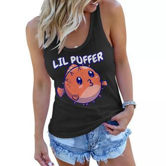 Womens Lil Puffer Ocean Puffer Fish Women Flowy Tank - Seseable