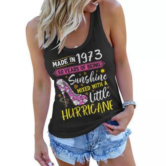 Womens Made In 1973 Floral 50 Year Old 50Th Birthday Gifts Women Flowy Tank - Seseable
